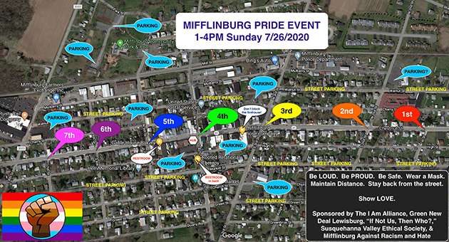 Carte des organisateurs de l'événement Mifflinburg Pride.