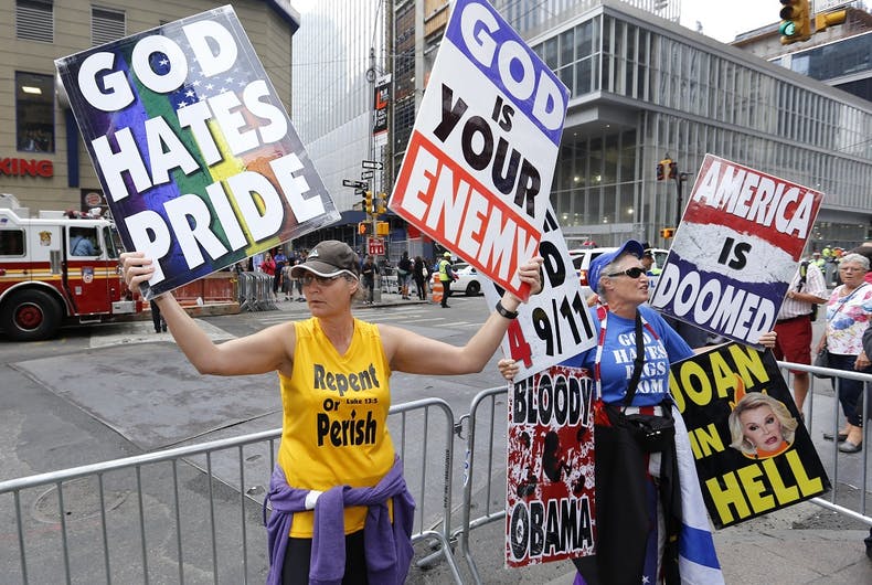 L'église baptiste de Westboro lors d'une manifestation en 2014