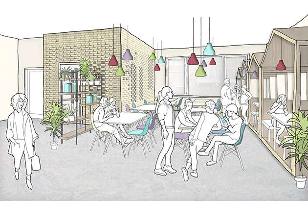 Impression d'artistes du nouveau Centre LGBT +.