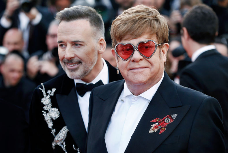 Elton John et son mari David Furnish à Cannes en 2019.