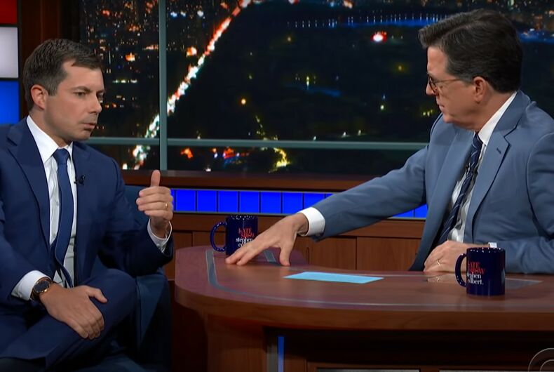 Pete Buttigieg dans l'émission de Stephen Colbert