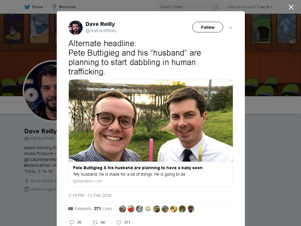 capture d'écran de https://twitter.com/realDaveReilly/status/1227718828164956161