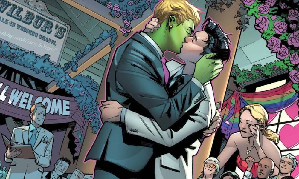 Photo de Hulking (Teddy Altman) et Wiccan (Billy Kaplan) se mariant dans Marvel's Empyre 2020 #4