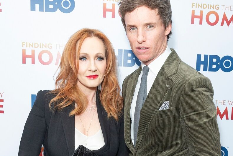 JK Rowling et Eddie Redmayne lors d'un événement en décembre 2019 à New York.