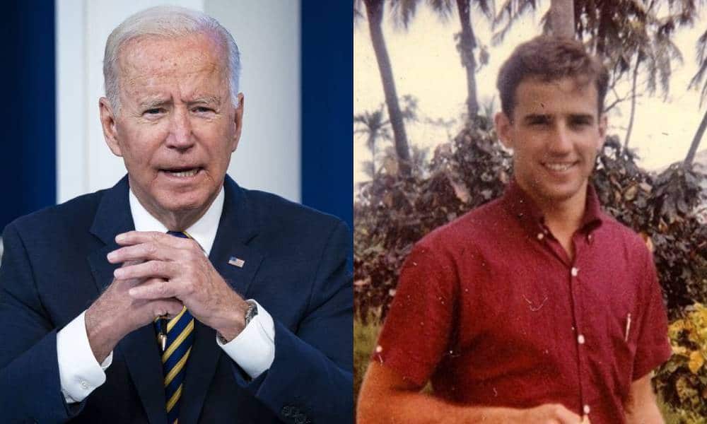 Images côte à côte de Joe Biden d'une récente conférence de presse et d'une photo Instagram de l'âge de 26 ans