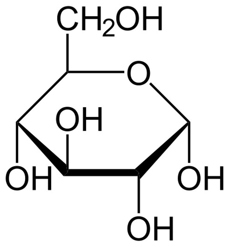 Un schéma d'une molécule de glucose.