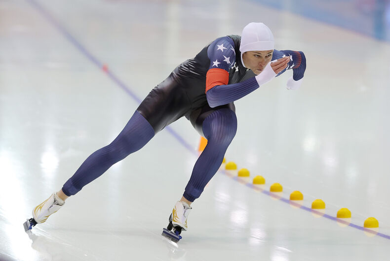 Brittany Bowe participe à l'épreuve féminine du 500 mètres lors des essais olympiques de patinage de vitesse sur longue piste aux États-Unis en 2022 au Pettit National Ice Center le 7 janvier 2022 à Milwaukee, Wisconsin.  (Photo de Stacy Revere/Getty Images)