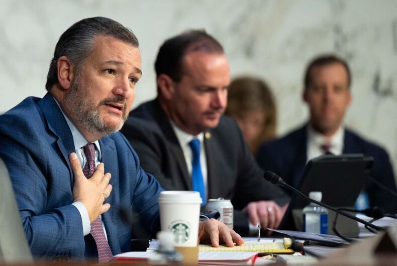 US-POLITIQUE-JUSTICE-JACKSON-COUR SUPRÊME 23 mars 2022 - Le sénateur Ted Cruz interroge le juge Ketanji Brown Jackson lors de l'audience de confirmation du Comité judiciaire du Sénat.