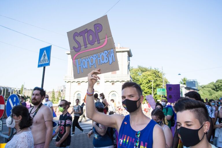 Italy : A 'Stop Homophobia' sign at a Pride parade in Padua