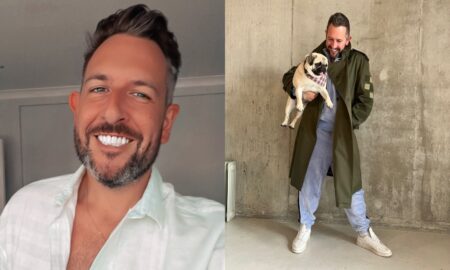 Ann the left: A selfie of James McFadzean. On the right: James McFadzean with his dog, Hercules