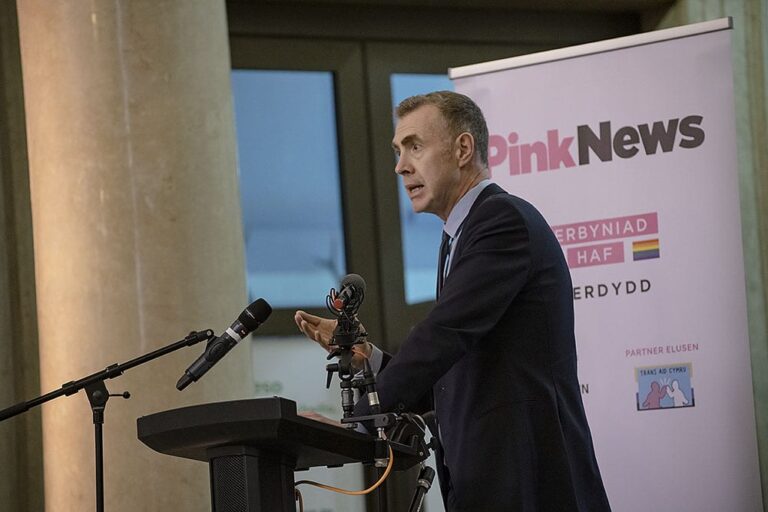 Adam Price speaking at the PinkNews Cardiff Summer Reception