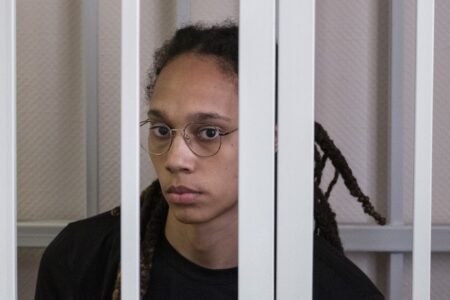Brittney Griner in Russian court in Moscow, Russia