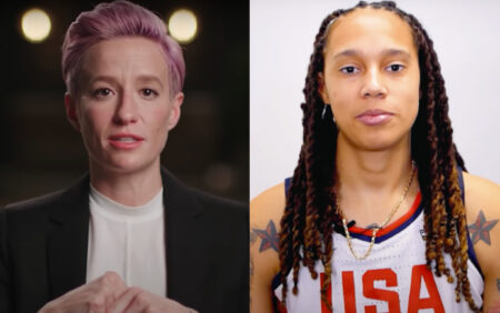 Megan Rapinoe rend hommage à Brittney Griner lors de la cérémonie de remise de la médaille présidentielle de la liberté