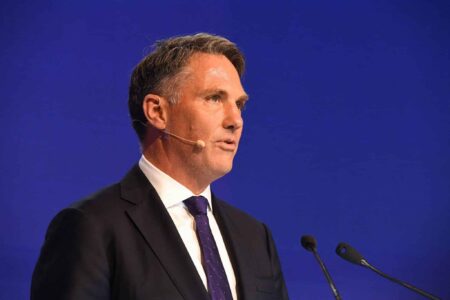 Australia's Deputy Prime Minister and Minister of Defence Richard Marles speaks at the Shangri-La Dialogue summit in Singapore on June 11, 2022.