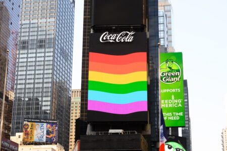 A Coca-Cola Pride billboard in New York's Times Square