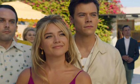 Florence Pugh and Harry Styles in Don't Worry Darling. (New Line Cinema)