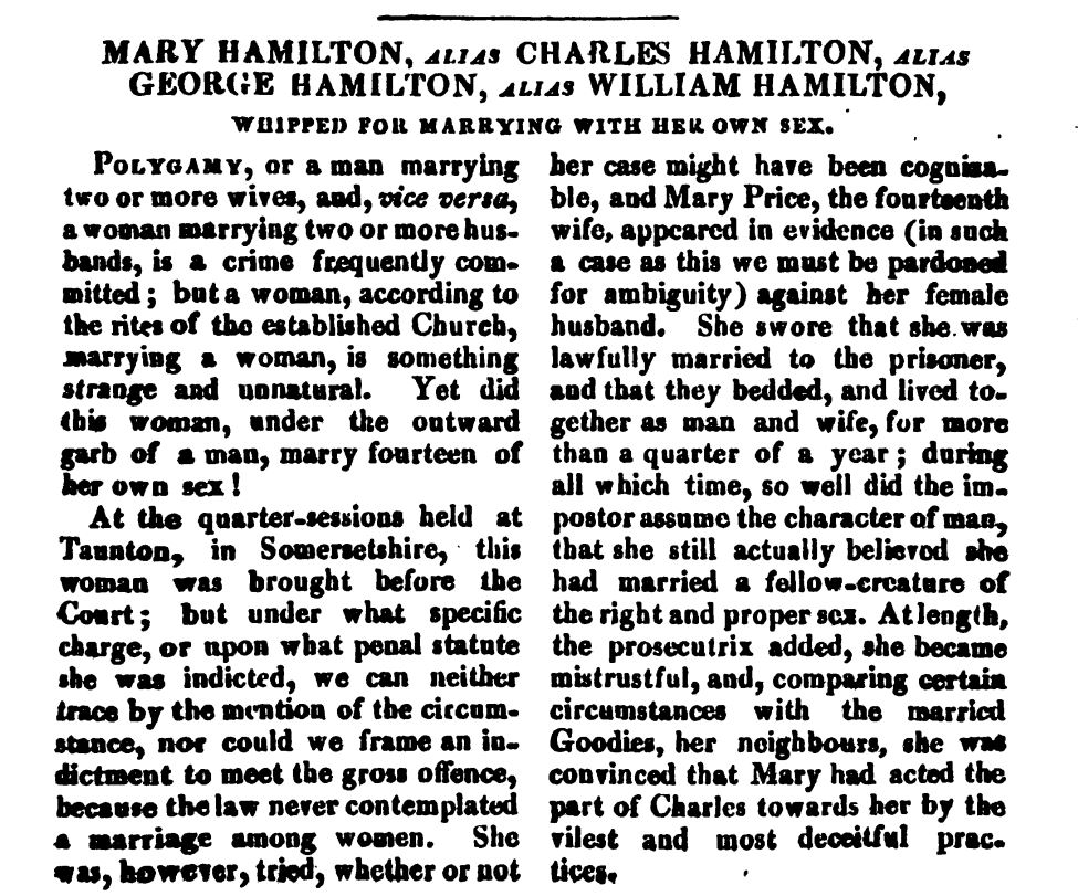 Article de journal sur Charles Hamilton et Mary Price