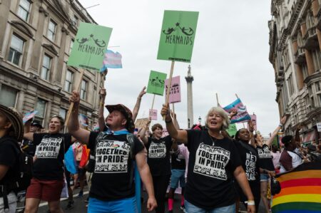 Susie Green marches with Mermaids at Pride in London