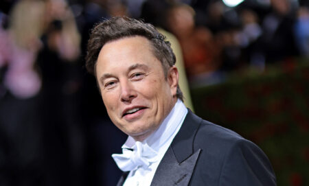 A photo of Elon Musk wearing a tuxedo at the 2022 Met Gala