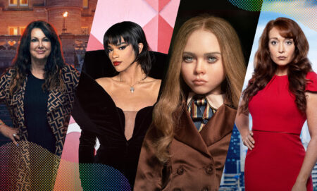 Collage of Amanda from The Traitors, Yasmin Finney, M3GAN and Amy Anzel