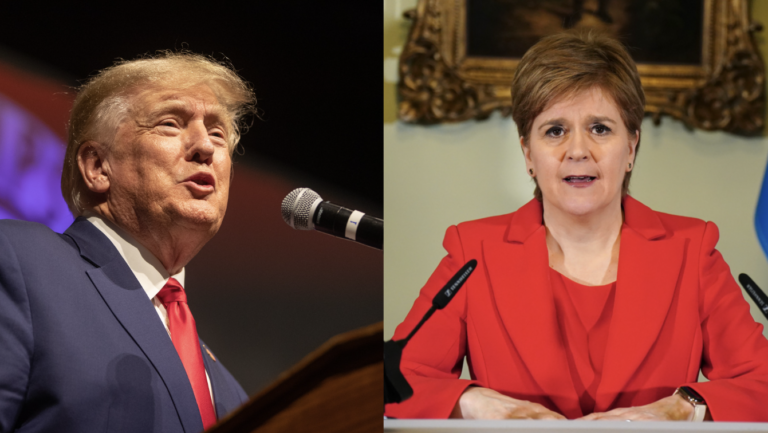 Split image depicting Donald Trump and Nicola Sturgeon