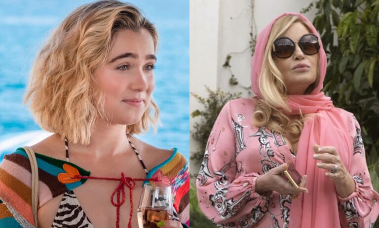 Haley Lu Richardson as Portia (L) and Jennifer Coolidge as Tanya (R) in The White Lotus. (HBO)