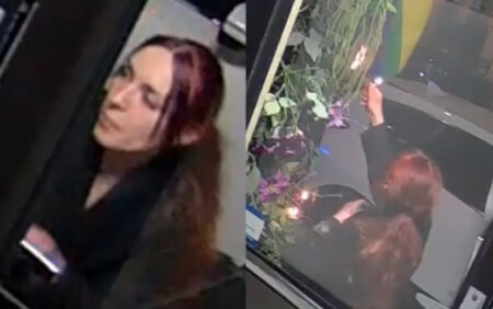 Une femme surprise en train de mettre le feu au drapeau de la fierté dans des images de vidéosurveillance troublantes