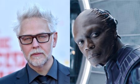 James Gunn (L) and Chukwudi Iwuji in Guardians of the Galaxy (R).