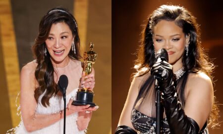 Michelle Yeoh and Rihanna at the Oscars 2023.