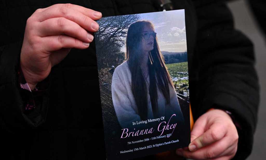 Une copie de l'ordre de service funéraire de Brianna Ghey