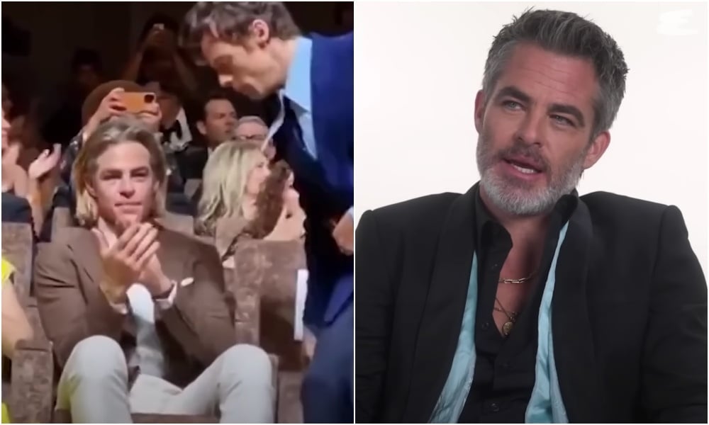 Chris Pine explique ce que Harry Styles a dit pendant la vidéo virale Spit-Gate Chris Pine Explains What Harry Styles Said During Spit-Gate Viral Video