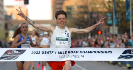 La coureuse Nikki Hiltz attribue aux drapeaux de la fierté le long du parcours pour avoir remporté la course dans l'Iowa