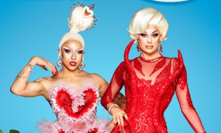 Drag Race Mexico hosts Valentina and Lolita Banana.