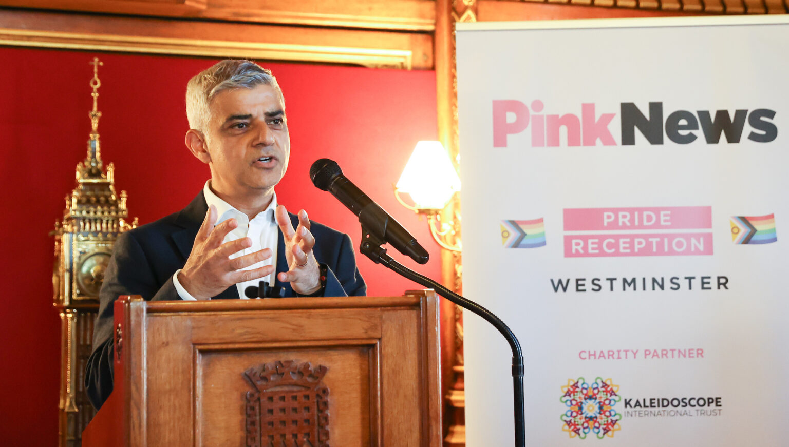Sadiq Khan dénonce les opinions « odieuses » anti-LGBTQ+ des candidats à la présidentielle américaine comme Ron DeSantis Mayor or London Sadiq Khan speaks at the PinkNews Westminster Pride Reception on 7 June 2023