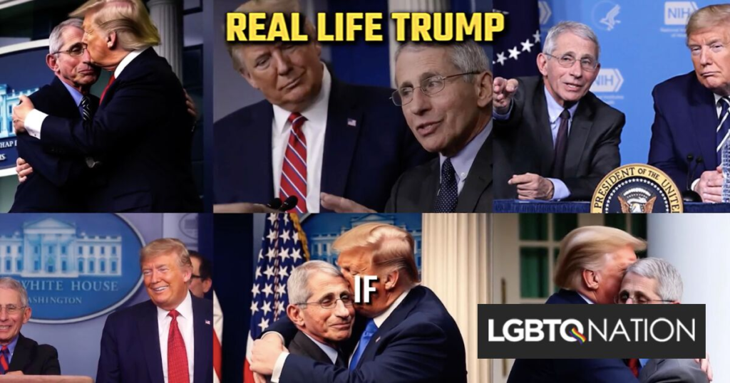 La nouvelle publicité de Ron DeSantis utilise de fausses images d’IA de Donald Trump et Anthony Fauci en train de s’embrasser La nouvelle publicité de Ron DeSantis utilise de fausses images d'IA de Donald Trump et Anthony Fauci en train de s'embrasser