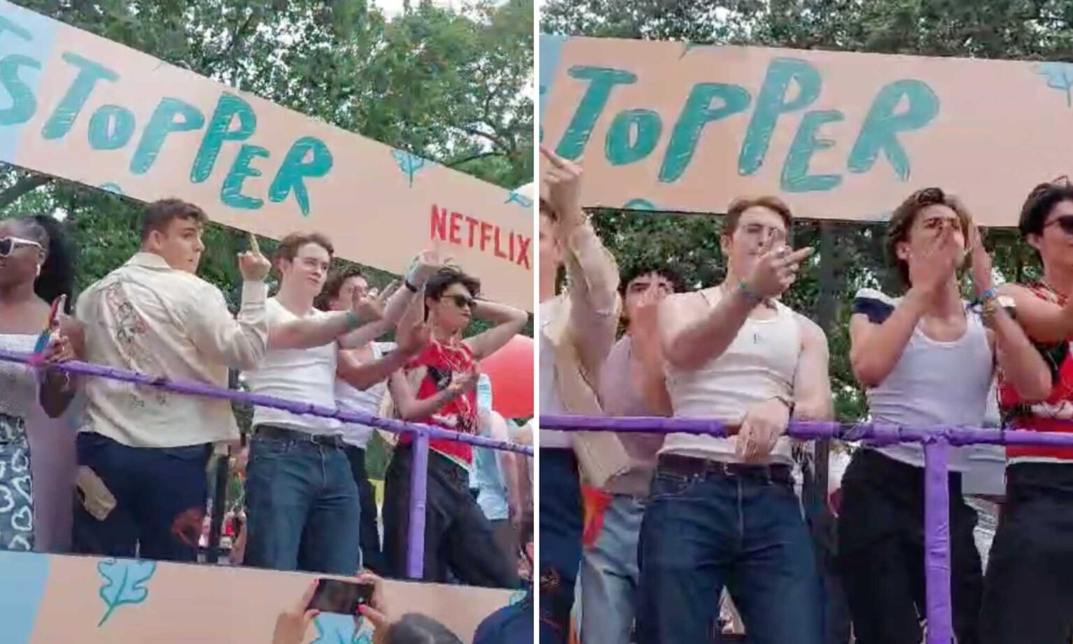 Le casting de Heartstopper donne le majeur aux manifestants religieux à la London Pride, tout en répandant la joie queer Le casting de Heartstopper donne le majeur aux manifestants religieux à la London Pride, tout en répandant la joie queer