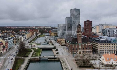 Aerial view of the Malmo city center, Sweden