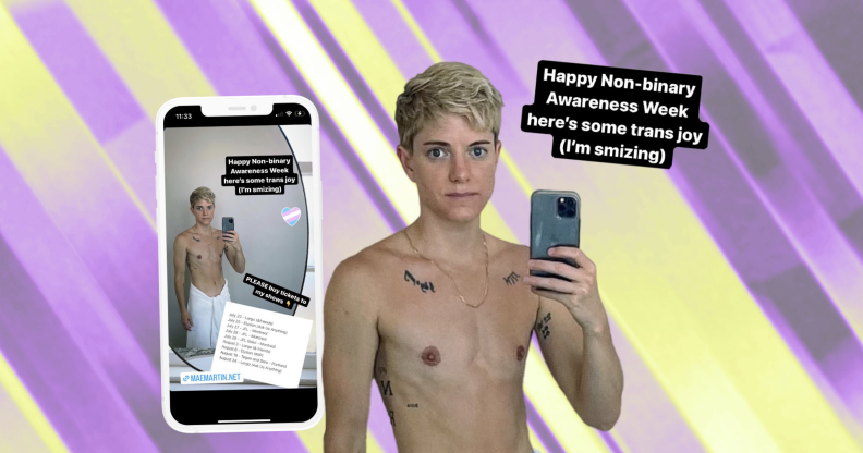 Mae Martin marque la Semaine de la sensibilisation non binaire avec un fier selfie seins nus : « Trans joy » Une image montrant le selfie seins nus récemment partagé par Mae Martin pour célébrer la semaine de sensibilisation non binaire.