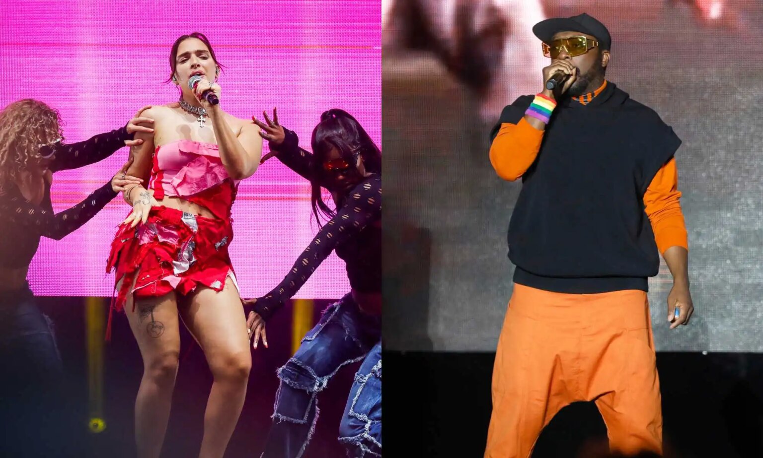 Brighton Pride 2023: Mae Muller livre la couverture emblématique d’ABBA, tandis que le set Black Eyed Peas est écourté Mae Muller and will.i.am at Brighton Pride 2023