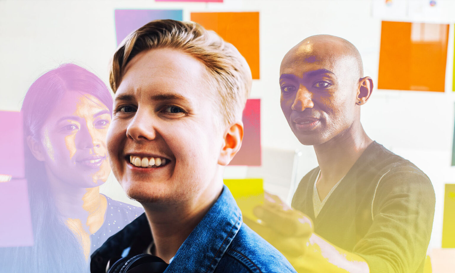 De nouvelles lignes directrices « essentielles » pour l’inclusion trans et non binaire au travail publiées par l’association RH This is an image of 3 people. The center image is of a masculine presenting person. They have short hair and are smiling. To the right is an image of a gender-queer individual. On the left side there is a trans woman with black hair.