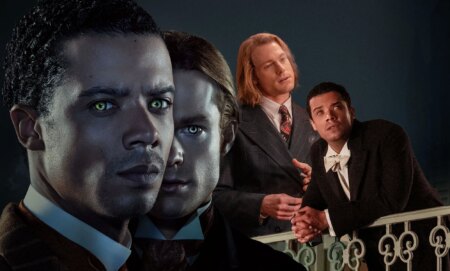 Sam Reid as Lestat and Jacob Anderson as Louis in Interview with the Vampire