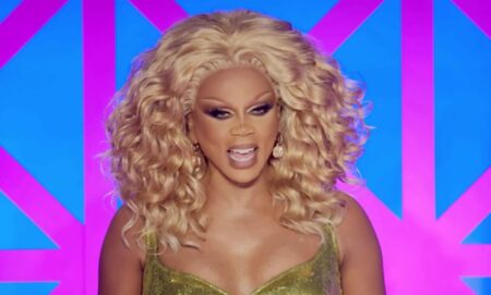 RuPaul laughing on Drag Race UK.