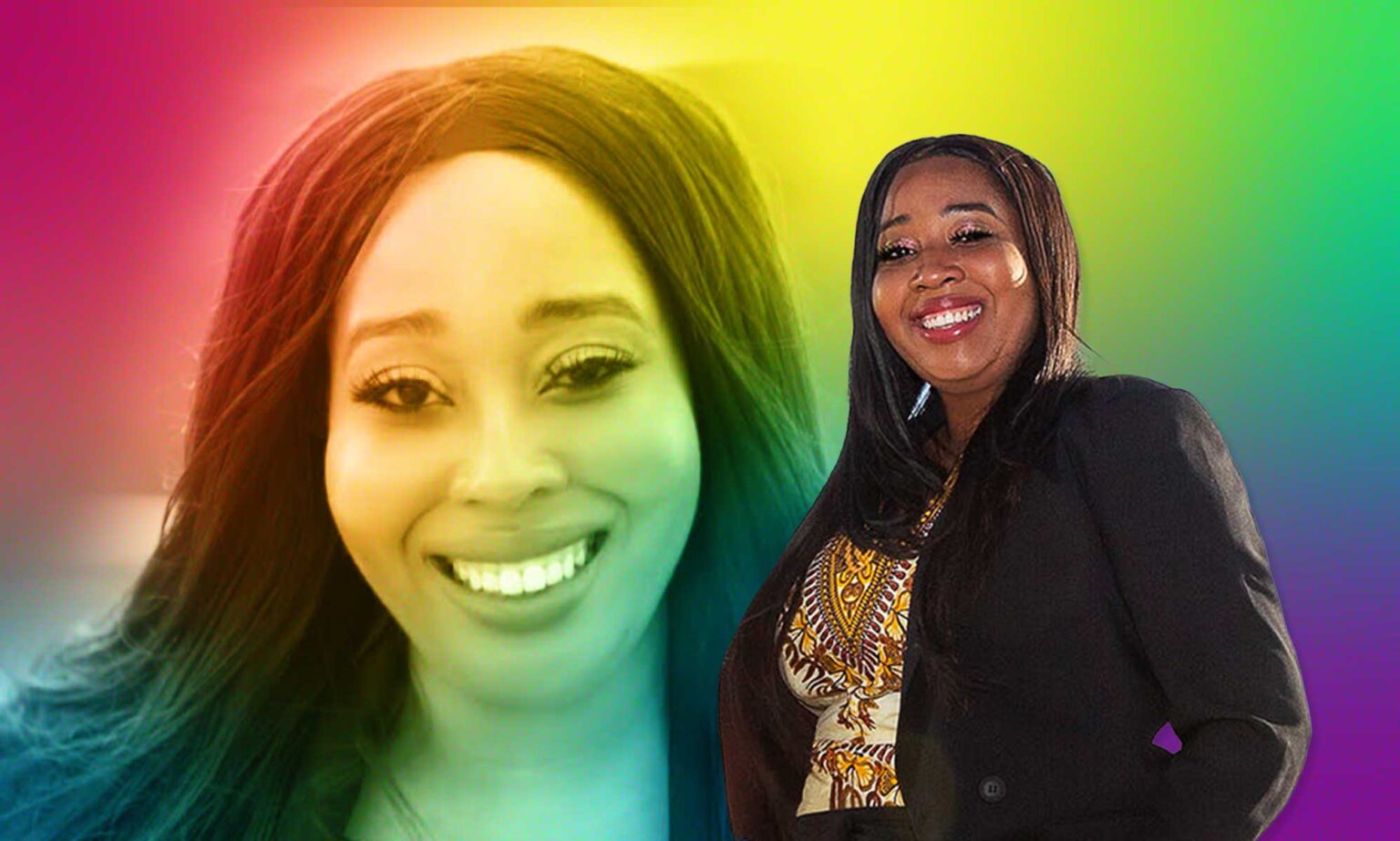 En tant qu’avocate lesbienne noire, je me suis d’abord sentie isolée – mais les choses évoluent pour le mieux This is a collaged image of the same person. Jacqui Rhule-Dagher.