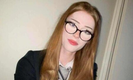 Brianna Ghey pictured in a selfie wearing her school uniform.