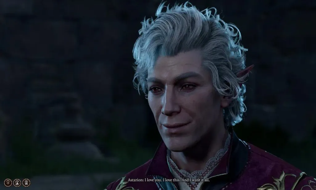 Une capture d'écran du jeu vidéo Baldur's Gate 3 du personnage Astarion, l'un des favoris des joueurs LGBTQ+.