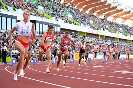 Athletes compete in the Women