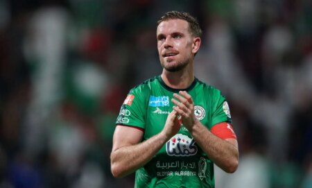 Jordan Henderson during a Saudi Pro League match between Al-Ettifaq and Al-Ittihad at Al Ettifaq Stadium on November 24, 2023 in Al Dammam, Saudi Arabia