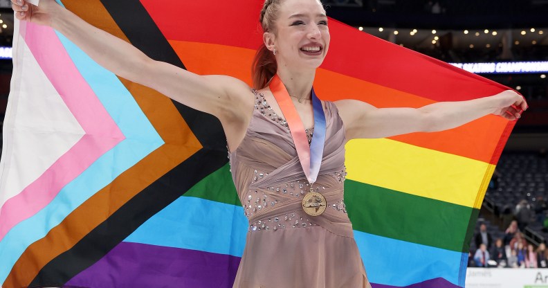 Amber Glenn devient la première femme queer à remporter le championnat américain de patinage artistique Glenn est la première femme ouvertement LGBTQ+ à gagner. (Matthieu Stockman/Getty Images)