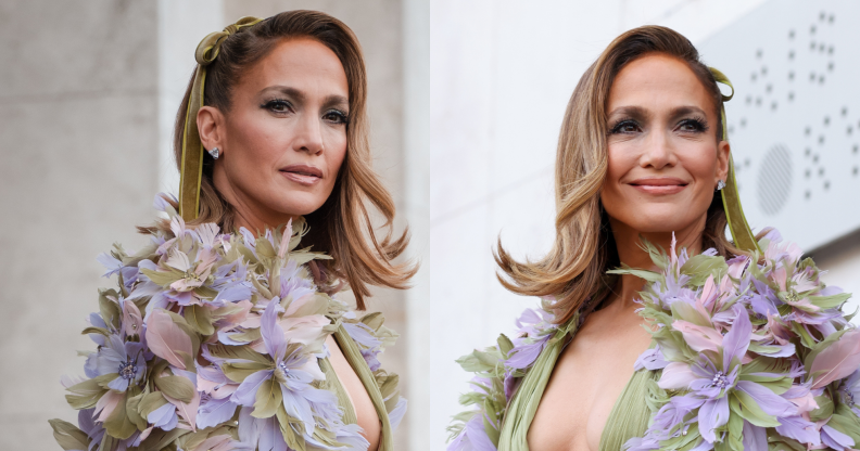 J.Lo propose un look de reine des forêts à la Semaine de la Couture à Paris, et il n’en reste aucune miette Le chanteur portait Elie Saab Haute Couture. (Pierre Suu/Claudio Lavenia/Getty Images)