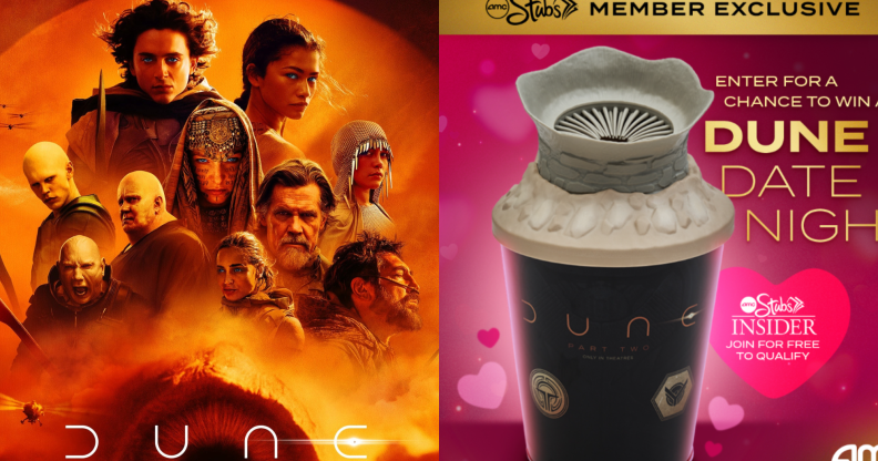 Les fans déséquilibrés disent que le nouveau seau à pop-corn Dune 2 fait également office de jouet sexuel Les gens pensent que le seau à pop-corn Dune 2 ressemble à un jouet sexuel. (Warner Bros.Photos/@amctheatres/Instagram)